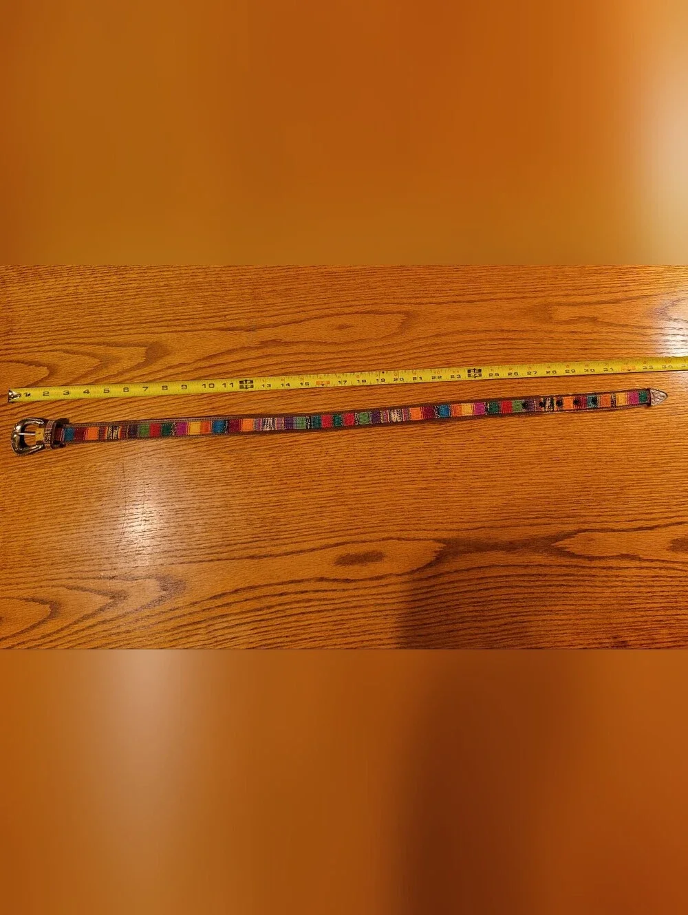 Multicolor Woven Women’s Belt with Silver-Tone Western Buckle